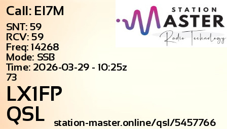 QSL Card for LX1FP QSO with EI7M