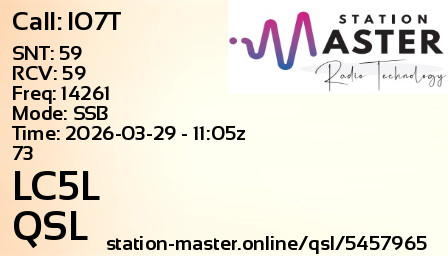 QSL Card for LC5L QSO with IO7T
