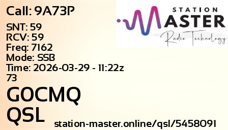 QSL Card for G0CMQ QSO with 9A73P