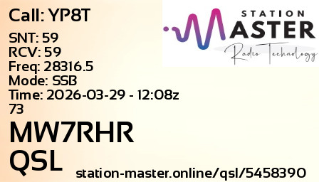 QSL Card for MW7RHR QSO with YP8T