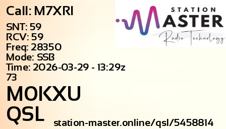 QSL Card for M0KXU QSO with M7XRI