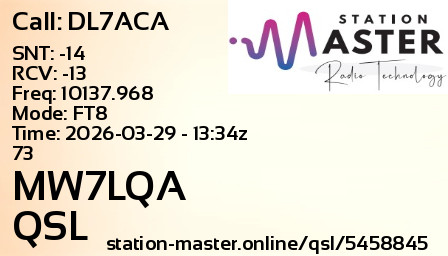 QSL Card for MW7LQA QSO with DL7ACA