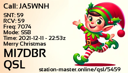 QSL Card for MI7DBR QSO with JA5WNH