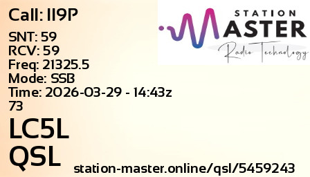 QSL Card for LC5L QSO with II9P
