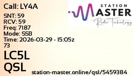 QSL Card for LC5L QSO with LY4A
