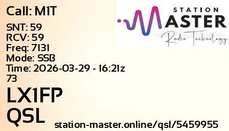 QSL Card for LX1FP QSO with M1T