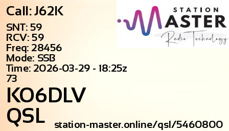 QSL Card for KO6DLV QSO with J62K