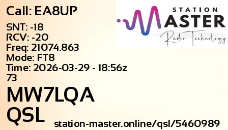 QSL Card for MW7LQA QSO with EA8UP