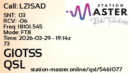 QSL Card for GI0TSS QSO with LZ1SAD