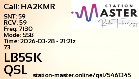 QSL Card for LB5SK QSO with HA2KMR