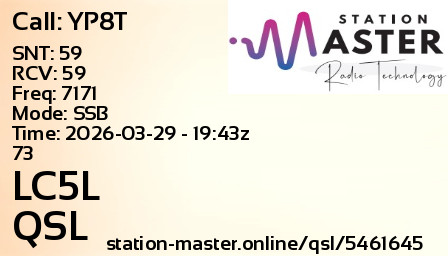 QSL Card for LC5L QSO with YP8T