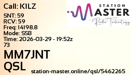 QSL Card for MM7JNT QSO with K1LZ