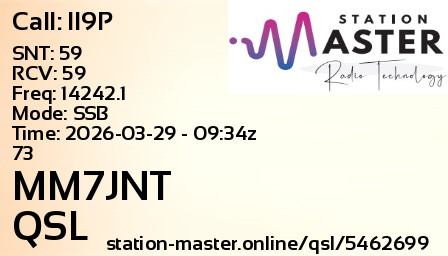 QSL Card for MM7JNT QSO with II9P