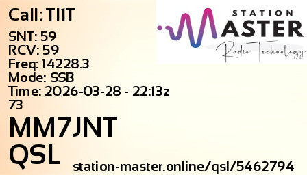 QSL Card for MM7JNT QSO with TI1T