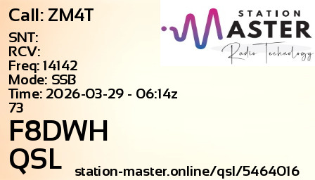 QSL Card for F8DWH QSO with ZM4T