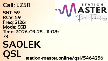 QSL Card for SA0LEK QSO with LZ5R