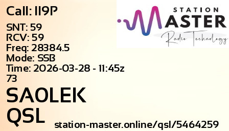 QSL Card for SA0LEK QSO with II9P