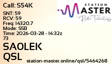 QSL Card for SA0LEK QSO with S54K
