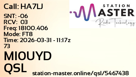 QSL Card for MI0UYD QSO with HA7LJ