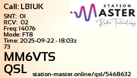 QSL Card for MM6VTS QSO with LB1UK