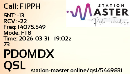 QSL Card for PD0MDX QSO with F1PPH