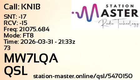 QSL Card for MW7LQA QSO with KN1B