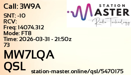 QSL Card for MW7LQA QSO with 3W9A