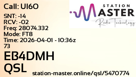 QSL Card for EB4DMH QSO with UI6O
