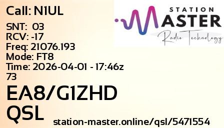 QSL Card for EA8/G1ZHD QSO with N1UL