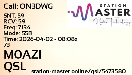 QSL Card for M0AZI QSO with ON3DWG