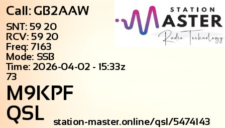 QSL Card for M9KPF QSO with GB2AAW