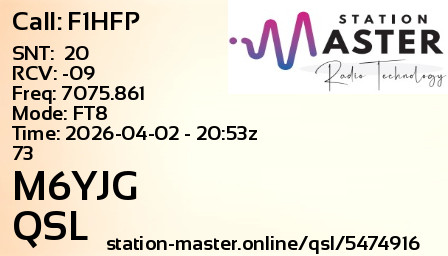QSL Card for M6YJG QSO with F1HFP