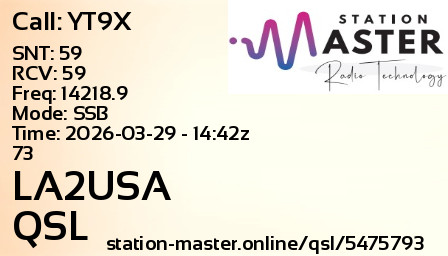 QSL Card for LA2USA QSO with YT9X