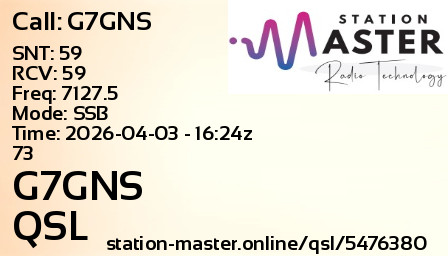 QSL Card for G7GNS QSO with G7GNS