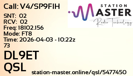 QSL Card for DL9ET QSO with V4/SP9FIH