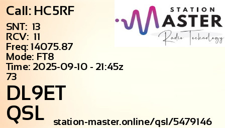 QSL Card for DL9ET QSO with HC5RF