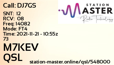 QSL Card for M7KEV QSO with DJ7GS
