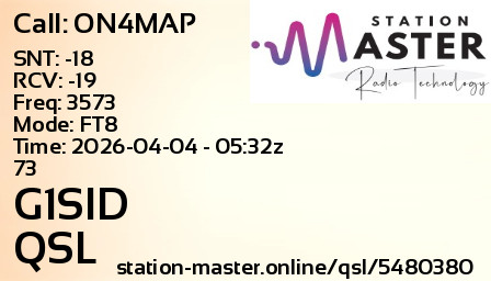 QSL Card for G1SID QSO with ON4MAP