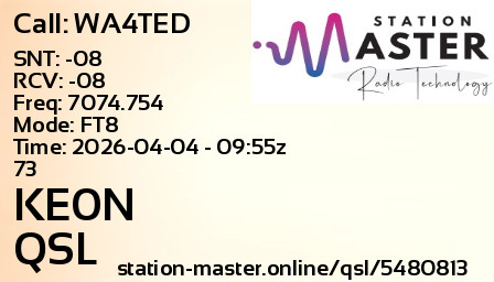 QSL Card for KE0N QSO with WA4TED