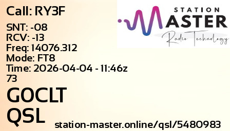 QSL Card for G0CLT QSO with RY3F