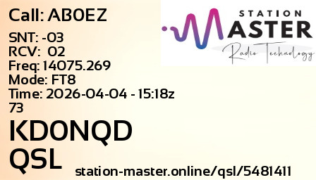 QSL Card for KD0NQD QSO with AB0EZ