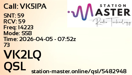 QSL Card for VK2LQ QSO with VK5IPA