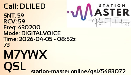 QSL Card for M7YWX QSO with DL1LED