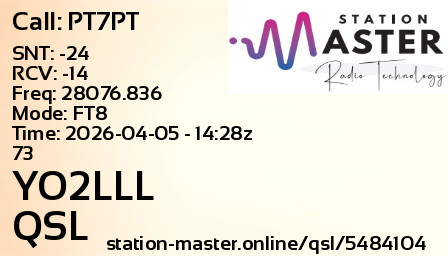 QSL Card for YO2LLL QSO with PT7PT