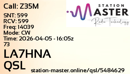 QSL Card for LA7HNA QSO with Z35M