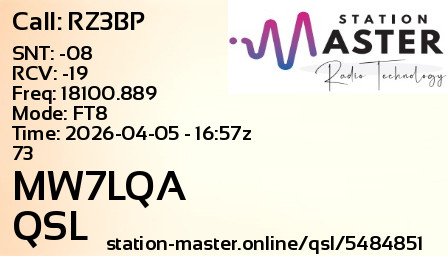 QSL Card for MW7LQA QSO with RZ3BP
