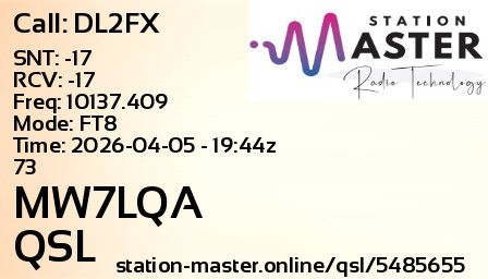 QSL Card for MW7LQA QSO with DL2FX