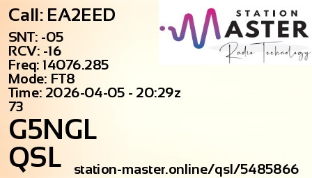 QSL Card for G5NGL QSO with EA2EED