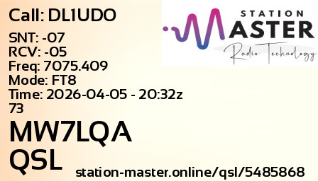 QSL Card for MW7LQA QSO with DL1UDO