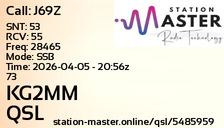 QSL Card for KG2MM QSO with J69Z
